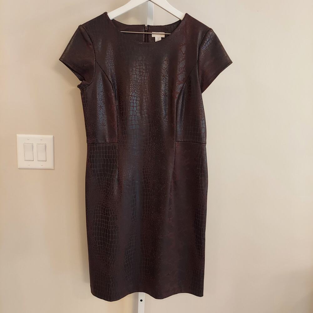 Chicos Sheath Dress‎ Medium Brown Mixed Animal Print Safari Office Career lassic